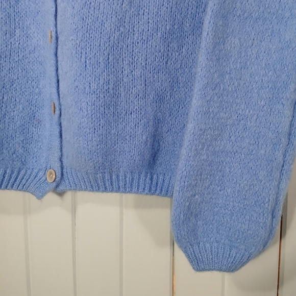 Blue Knit V-Neck Cardigan - Picture 4 of 9